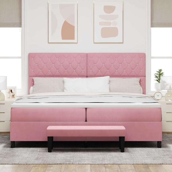 Boxspringbett mit Matratze mit Kopfteil Rosa 200 x 200 cm Samt