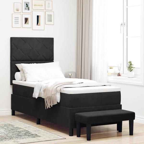 ARDEBO.de - Boxspringbett mit Kopfteil Schwarz 200 x 80 cm Samt