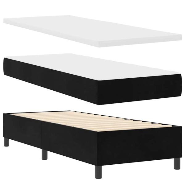 Boxspringbett mit Kopfteil Schwarz 200 x 80 cm Samt