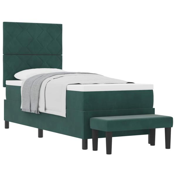Boxspringbett mit Kopfteil Dunkelgrün 200 x 80 cm Samt
