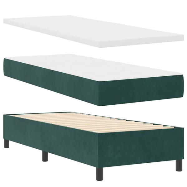 Boxspringbett mit Kopfteil Dunkelgrün 200 x 80 cm Samt