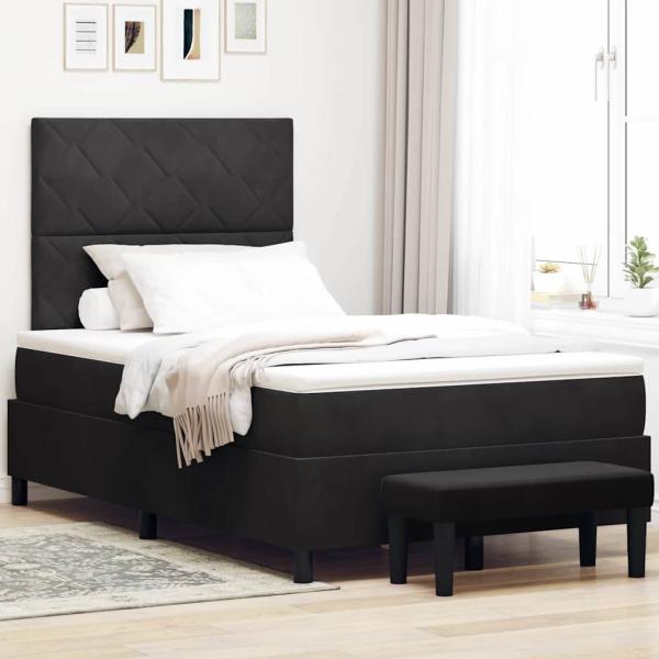 ARDEBO.de - Boxspringbett mit Kopfteil Schwarz 190 x 120 cm Samt