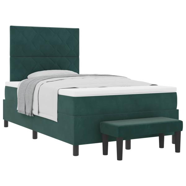 Boxspringbett mit Kissen Dunkelgrün 200 x 120 cm Samt