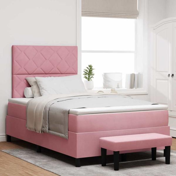 ARDEBO.de - Boxspringbett mit Kopfteil Rosa 200 x 120 cm Samt