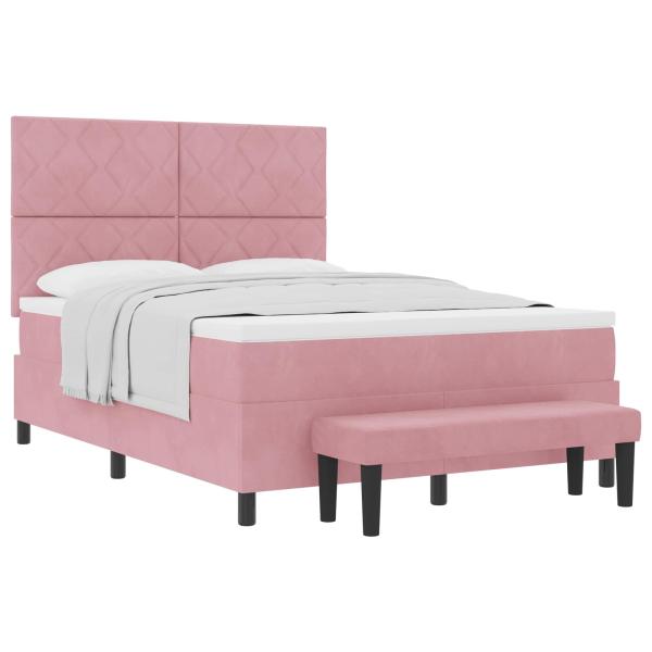 Boxspringbett mit Kissen mit Kopfteil Rosa 200 x 140 cm Samt