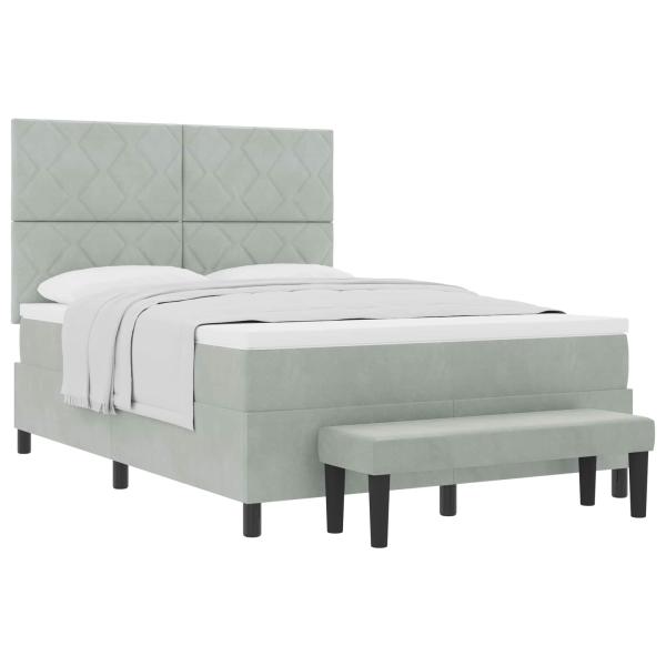 Boxspringbett mit Kopfteil Hellgrau 200 x 160 cm Samt