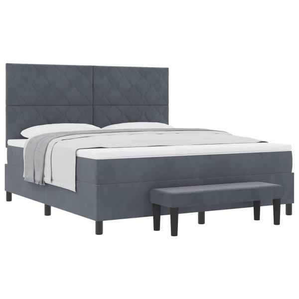 Boxspringbett mit Kopfteil Dunkelgrau 200 x 180 cm Samt
