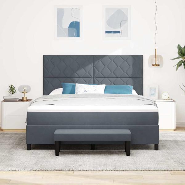 Boxspringbett mit Kopfteil Dunkelgrau 200 x 180 cm Samt