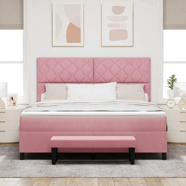Boxspringbett mit Kopfteil Rosa 200 x 180 cm Samt