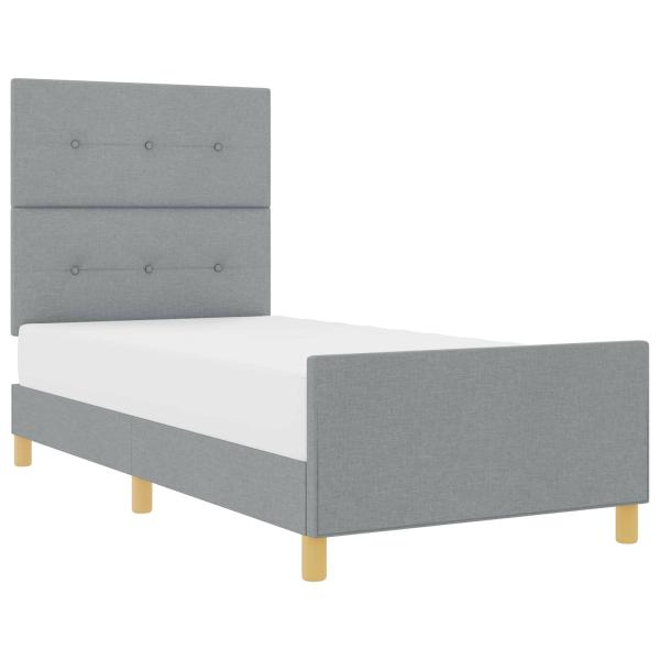 Bettgestell mit Kopfteil Hellgrau 100 x 200 cm Stoff