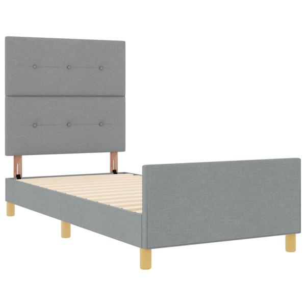 Bettgestell mit Kopfteil Hellgrau 100 x 200 cm Stoff