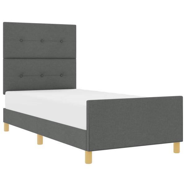 Bettgestell mit Kopfteil Dunkelgrau 100 x 200 cm Stoff