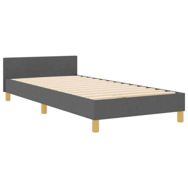 Bettgestell mit Kopfteil Dunkelgrau 100 x 200 cm Stoff