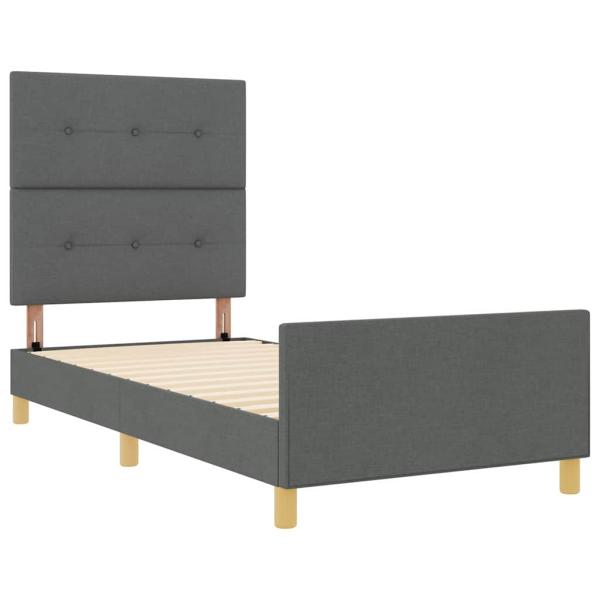 Bettgestell mit Kopfteil Dunkelgrau 100 x 200 cm Stoff