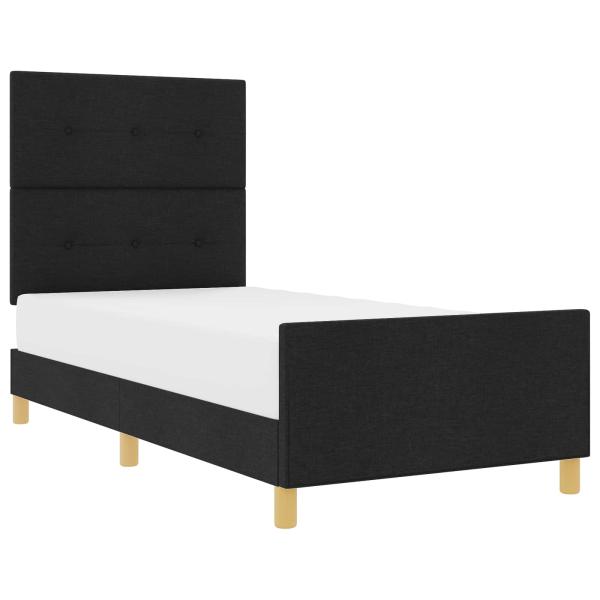 Bettgestell mit Kopfteil Schwarz 100 x 200 cm Stoff