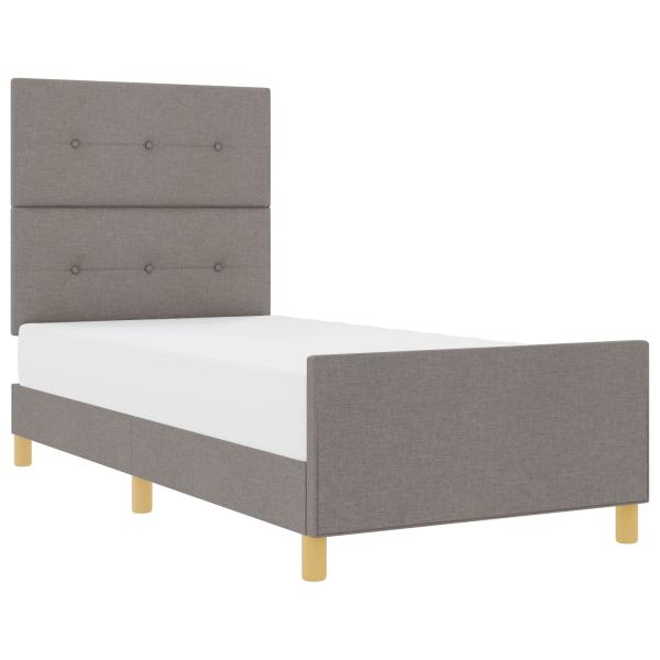 Bettgestell mit Kopfteil Taupe 100 x 200 cm Stoff