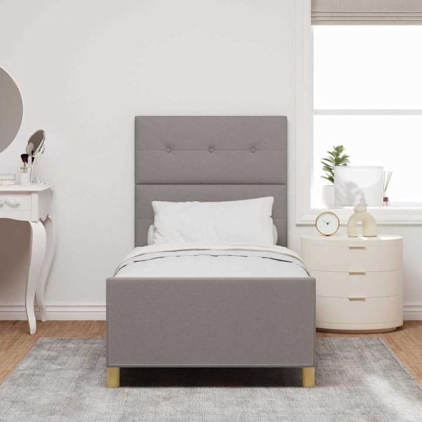 Bettgestell mit Kopfteil Taupe 100 x 200 cm Stoff
