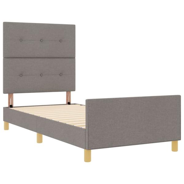 Bettgestell mit Kopfteil Taupe 100 x 200 cm Stoff