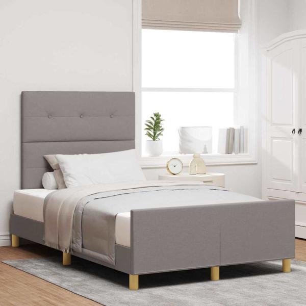 ARDEBO.de - Bettgestell mit Kopfteil Taupe 120 x 190 cm Stoff