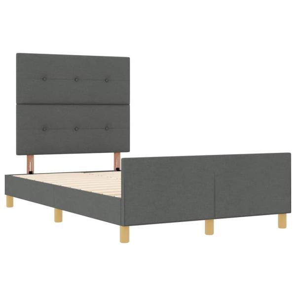 Bettgestell mit Kopfteil Dunkelgrau 120 x 200 cm Stoff