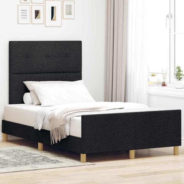 ARDEBO.de - Bettgestell mit Kopfteil Schwarz 120 x 200 cm Stoff