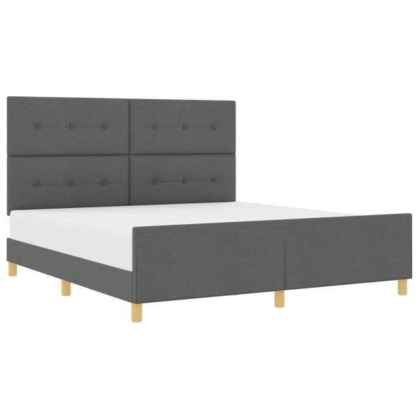 Bettgestell mit Kopfteil Dunkelgrau 180 x 200 cm Stoff