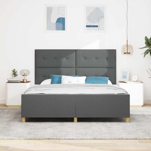 Bettgestell mit Kopfteil Dunkelgrau 180 x 200 cm Stoff