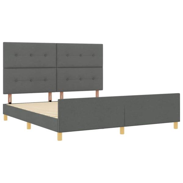 Bettgestell mit Kopfteil Dunkelgrau 180 x 200 cm Stoff