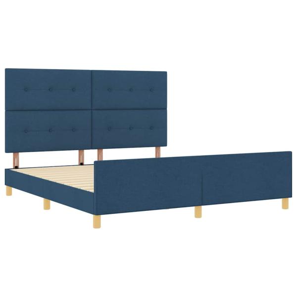 Bettgestell mit Kopfteil Blau 180 x 200 cm Stoff