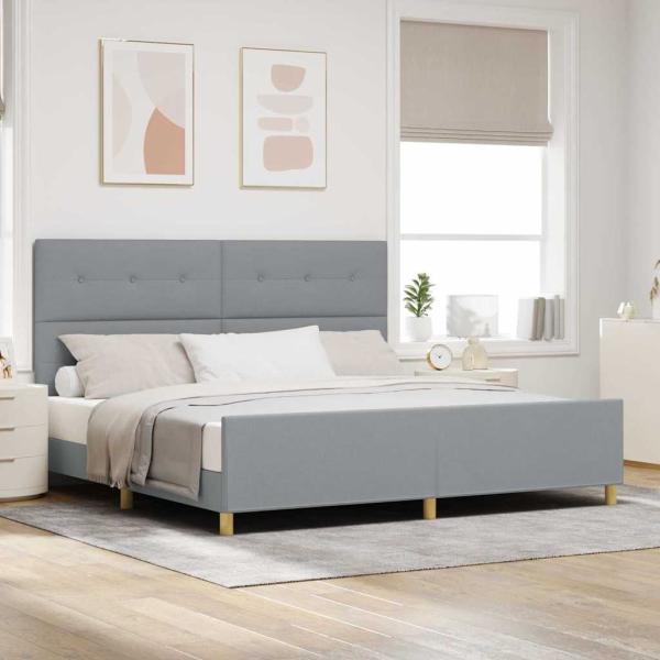 ARDEBO.de - Bettgestell mit Kopfteil Hellgrau 200 x 200 cm Stoff