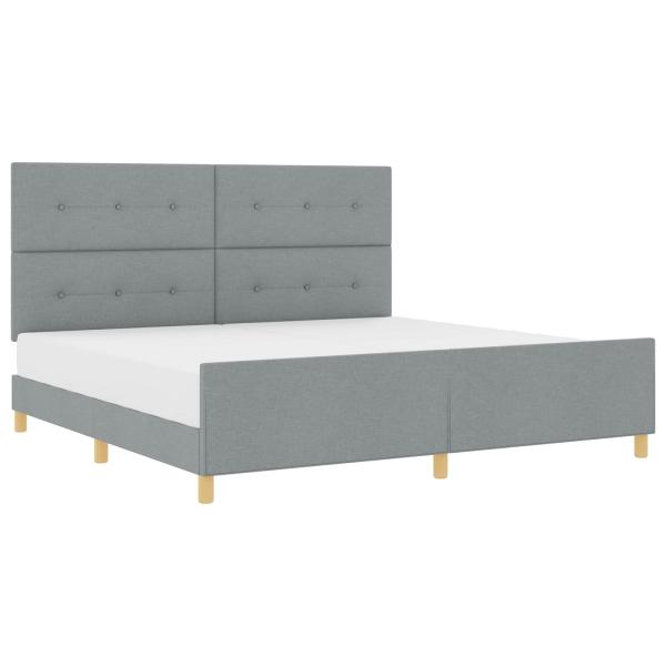 Bettgestell mit Kopfteil Hellgrau 200 x 200 cm Stoff