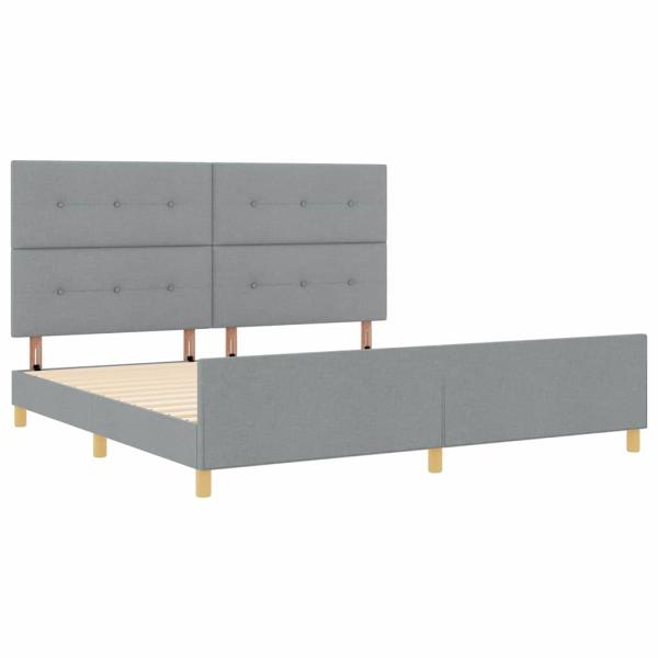 Bettgestell mit Kopfteil Hellgrau 200 x 200 cm Stoff
