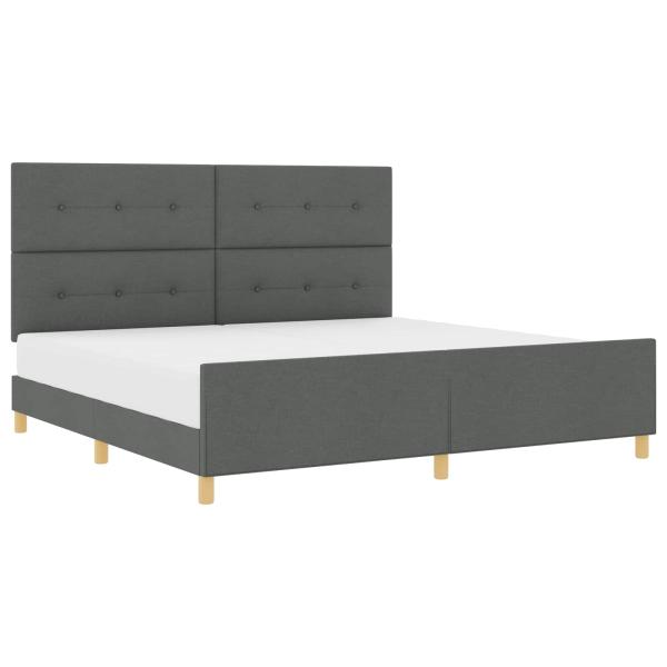 Bettgestell mit Kopfteil Dunkelgrau 200 x 200 cm Stoff