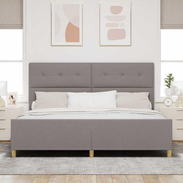 Bettgestell mit Kopfteil Taupe 200 x 200 cm Stoff