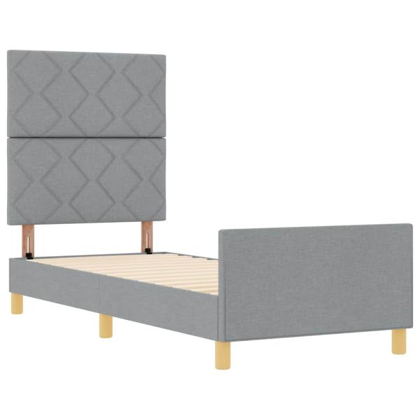 Bettgestell mit Kopfteil Hellgrau 80 x 200 cm Stoff