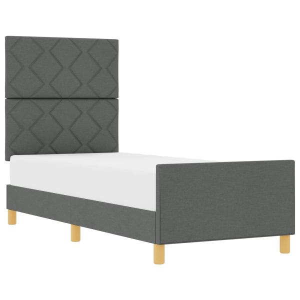 Bettgestell mit Kopfteil Dunkelgrau 80 x 200 cm Stoff
