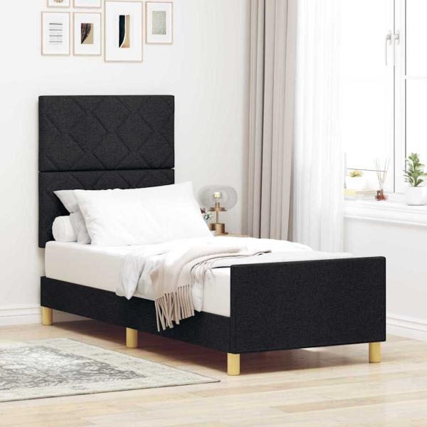 ARDEBO.de - Bettgestell mit Kopfteil Schwarz 80 x 200 cm Stoff