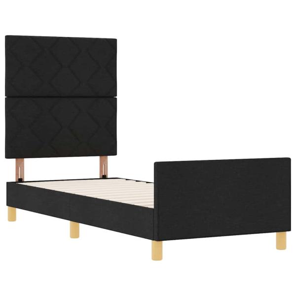 Bettgestell mit Kopfteil Schwarz 80 x 200 cm Stoff
