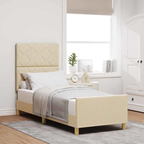 ARDEBO.de - Bettgestell mit Kopfteil Creme 80 x 200 cm Stoff