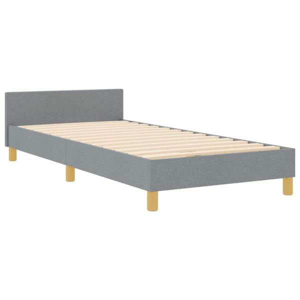 Bettgestell mit Kopfteil Hellgrau 90 x 190 cm Stoff