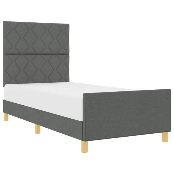 Bettgestell mit Kopfteil Dunkelgrau 90 x 190 cm Stoff