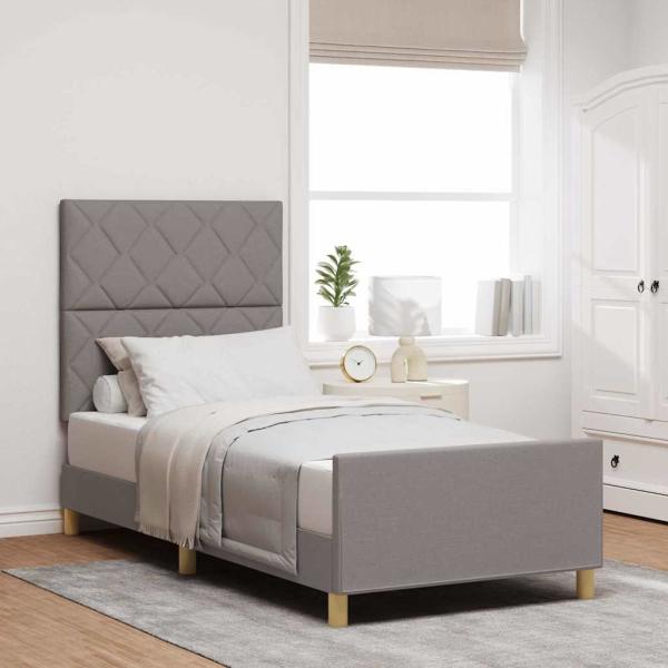 ARDEBO.de - Bettgestell mit Kopfteil Taupe 90 x 190 cm Stoff