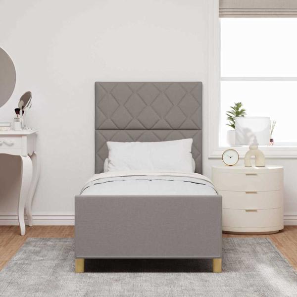 Bettgestell mit Kopfteil Taupe 90 x 200 cm Stoff