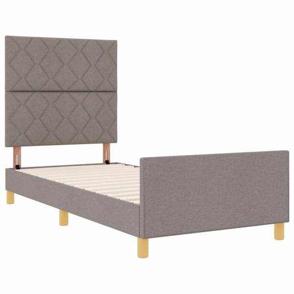 Bettgestell mit Kopfteil Taupe 90 x 200 cm Stoff