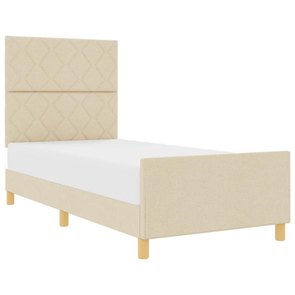 Bettgestell mit Kopfteil Creme 90 x 200 cm Stoff