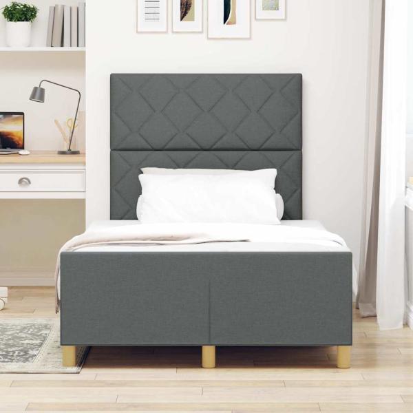 Bettgestell mit Kopfteil Dunkelgrau 120 x 190 cm Stoff