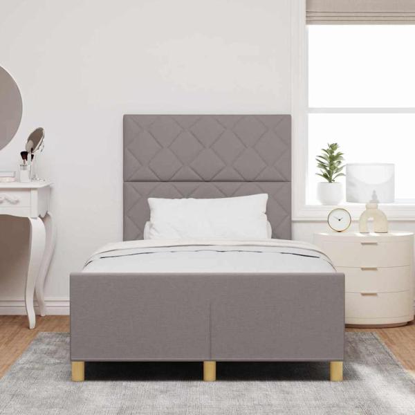 Bettgestell mit Kopfteil Taupe 120 x 200 cm Stoff