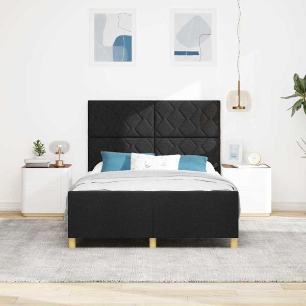 Bettgestell mit Kopfteil Schwarz 140 x 190 cm Stoff