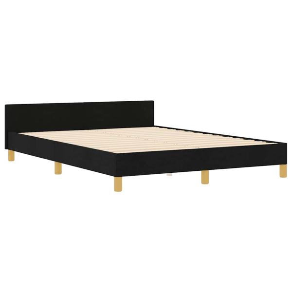 Bettgestell mit Kopfteil Schwarz 140 x 190 cm Stoff