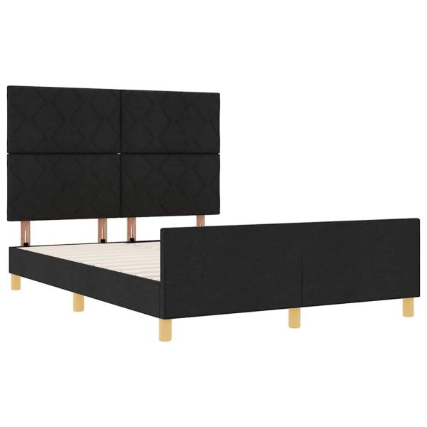 Bettgestell mit Kopfteil Schwarz 140 x 190 cm Stoff